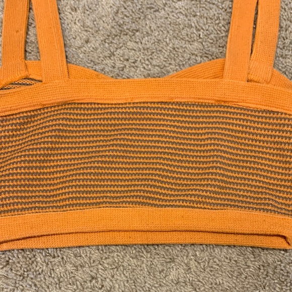 Zara Orange and Brown Striped Knit Sleeveless Crop Top Medium - Picture 10 of 11